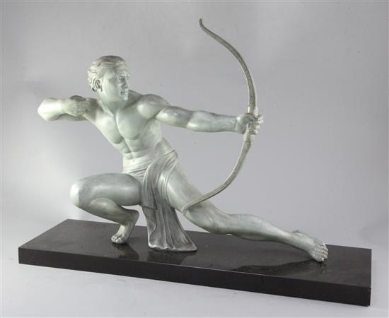 After Salvatore Melani. An Art Deco spelter study of an archer, height 14.5in.